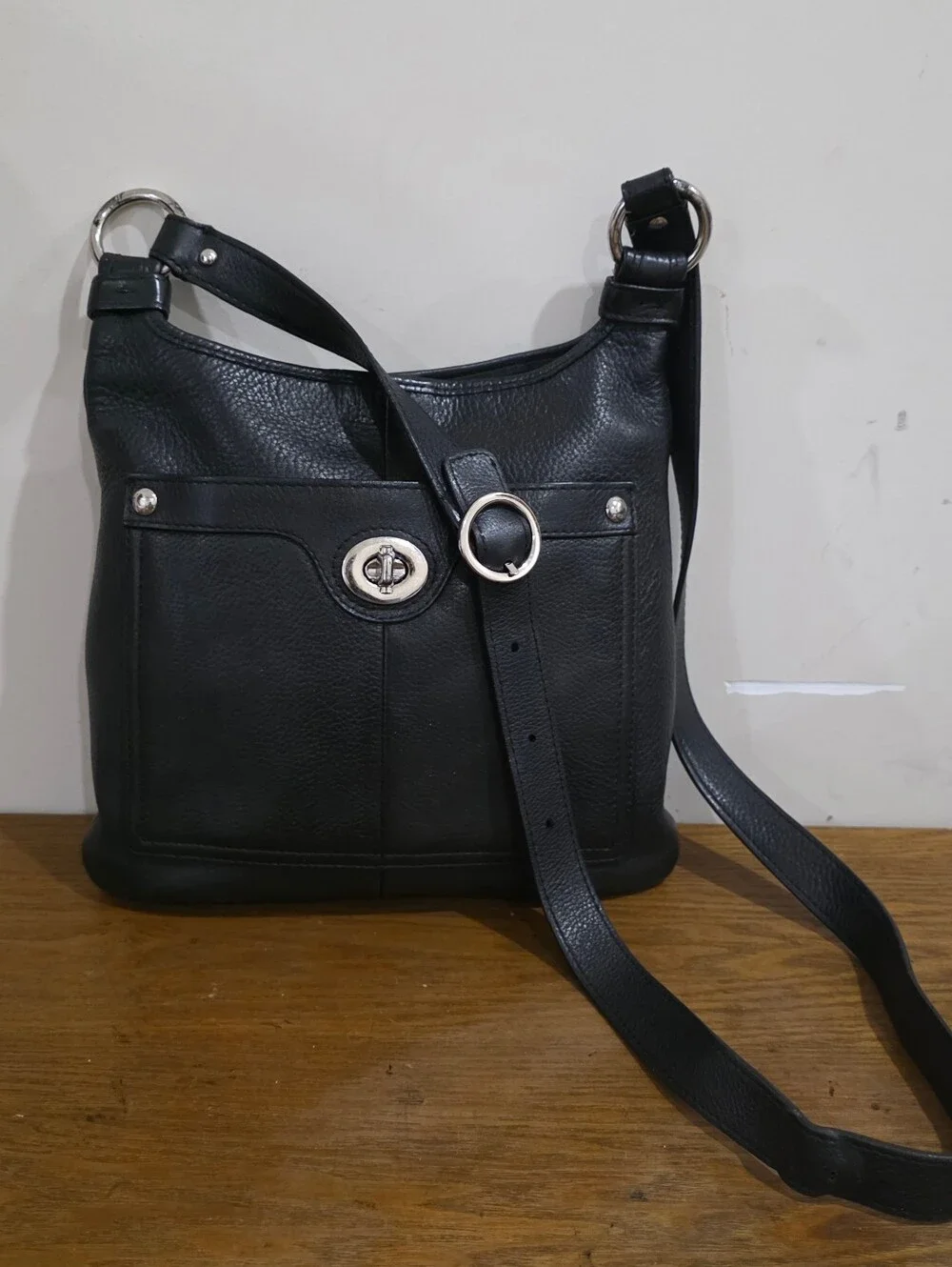 Coach Black Pebbled Leather Crossbody Bag